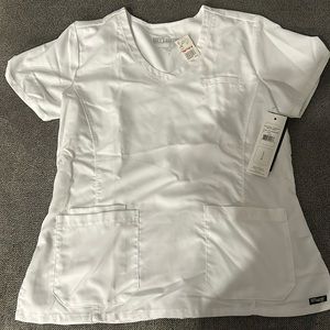White scrub top